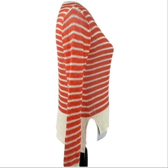 Acrobat‎ Women's Orange Striped Linen Crew Neck Long Sleeve Luxury Sweater S/C35 - Picture 2 of 9